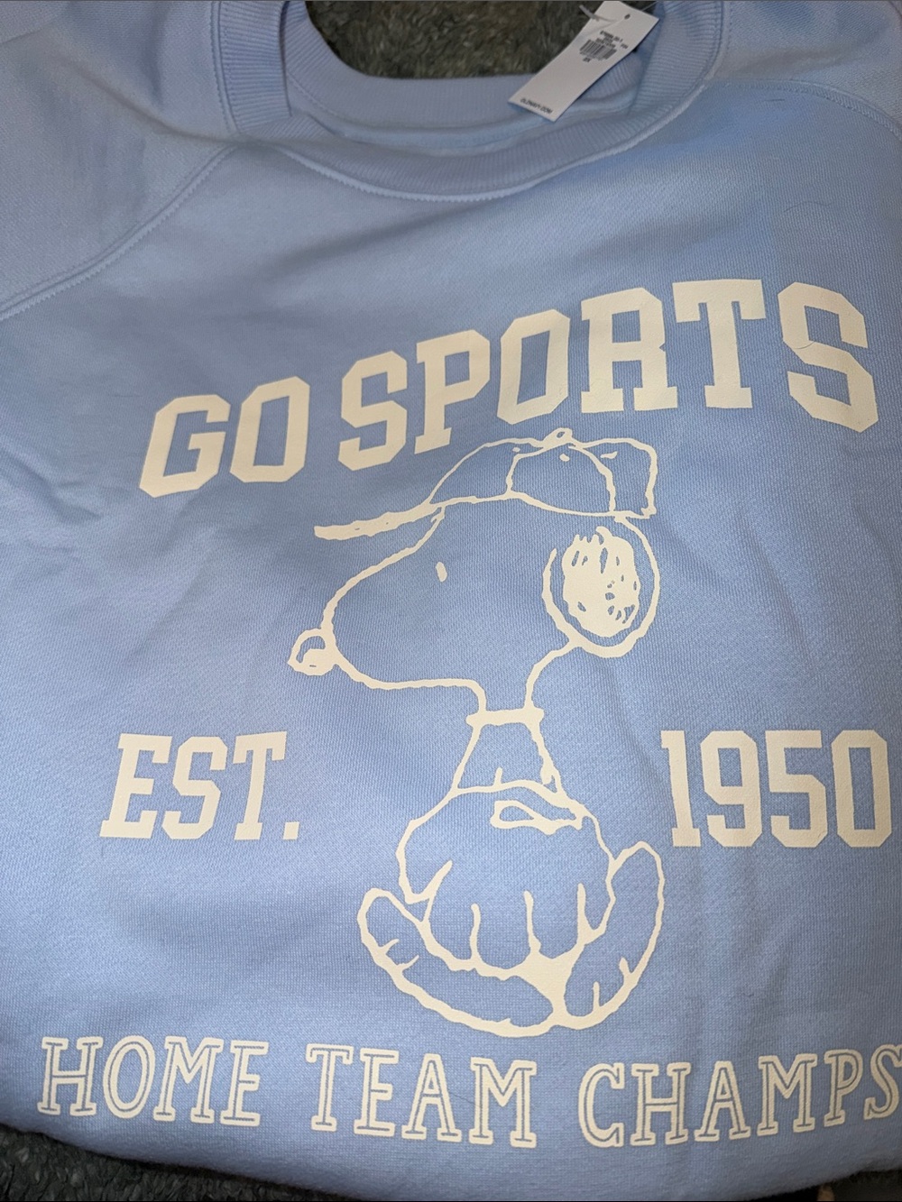 Womens Old Navy Light Blue 2X Go Sports' Snoopy Graphic Peanuts Sweatshirt
